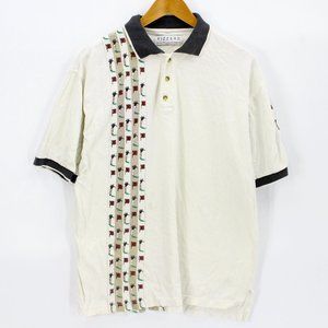 Vintage Fizzaro Collection Men's Casual Retro Beige Golf Polo Shirt Size M 90's